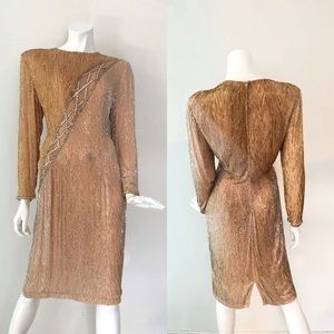 SOLD- VTG 80’s Bob Mackie Glass Beaded Silk Dress